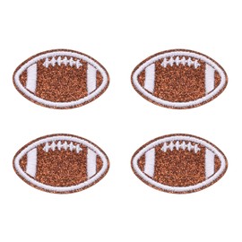 uxcell 4 Pcs Football Iron on Patches, 1.3" x 2.1" Rugby Sew on Patches Embroidered Appliques for Clothing Decoration Backpack, Jean Hat, Gold