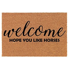 MIP Brand Doormat Natural Coco Coir Door Mat Welcome Hope You Like Horses (30" x 18")