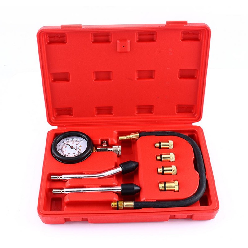 Petrol Engine Compression Tester Test Gauge Kit Car Motorcycle Garage
