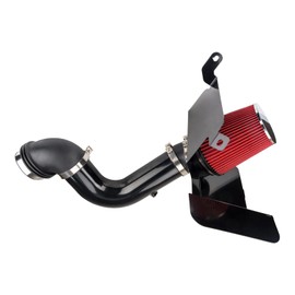 KAX 4 inch Cold Air Intake System Kit & Heat Shield Replacement for Dodge Ram 2500 2003-2007 5.9T L6, Dodge Ram 3500 2003-2007 5.9T L6, High Performance, RED