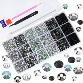 Sunfairy 22380pcs Resin Rhinestones Set 3/4/6mm Flatback Stones Glitter Crystal Bulk for Garment Nail Art Decorations Resin Flatback Rhinestones Kit for Nail Crafts Tumbler Round Shape(LL)