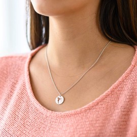 Materia Collier necklace with women's pendant fairy elf 925 silver round in rose gold, gold or rhodium-plated 42 + 5 cm with case, Silver