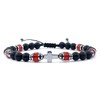 Handcrafted Hematite Cross Bracelet with Onyx and Red Agat Stones