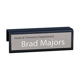 8-1/2" Wide x 2-1/2" high Sign Holder & Name Plate (12 Pack) - Hangs on 2" Thick Cubicle Wall for a 8" x 2" Clear Display Window with Black Border by Plastic Products Mfg.