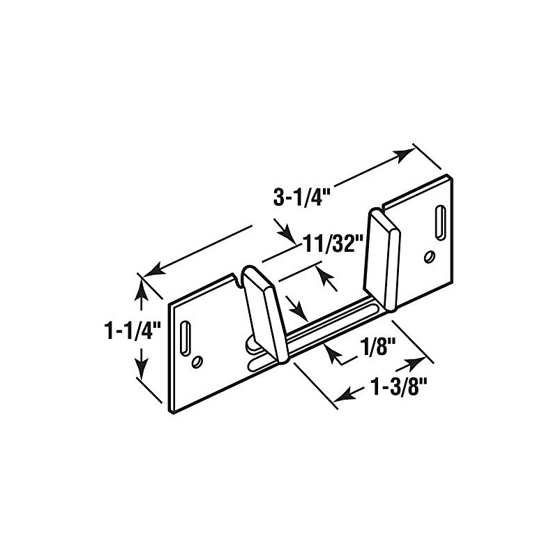 Prime-Line N 6566 Sliding Pocket Door Bottom Guide, 1-3/8 In.