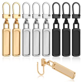 9 Pcs Zipper Pull Replacement, Metal Zipper Pulls Zip Repair Removable Zipper Puller for Clothes Purse Handbags Backpacks Suitcase Luggage