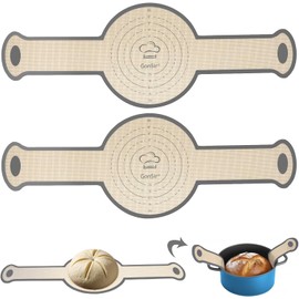 Gonsir Silicone Bread Sling, 2 Pcs Silicone Baking Sling with Longer Handles, Non-Stick & Easy Clean Dutch Oven Baking Mat to Transfer SourDough Easily, Reusable Bread Mat Set