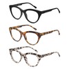 JM 3 Pack Stylish Cat Eye Reading Glasses for Women,