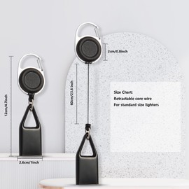 TONAVIETO Retractable Lighter Clip Assorted Color Lighter Holder with Clip Classic Lighter Cover, Single Clip for Convenience, Black, White, Red, Blue, Yellow (1, black)