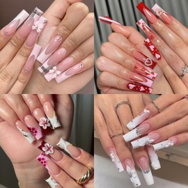 UNA GELLA UNA GELLA XXL Square False Nails, 216pcs, No C Curve, Straight, Extra Long, Clear, Press On Nails Tips for Gel Nail Extensions, 12 Sizes