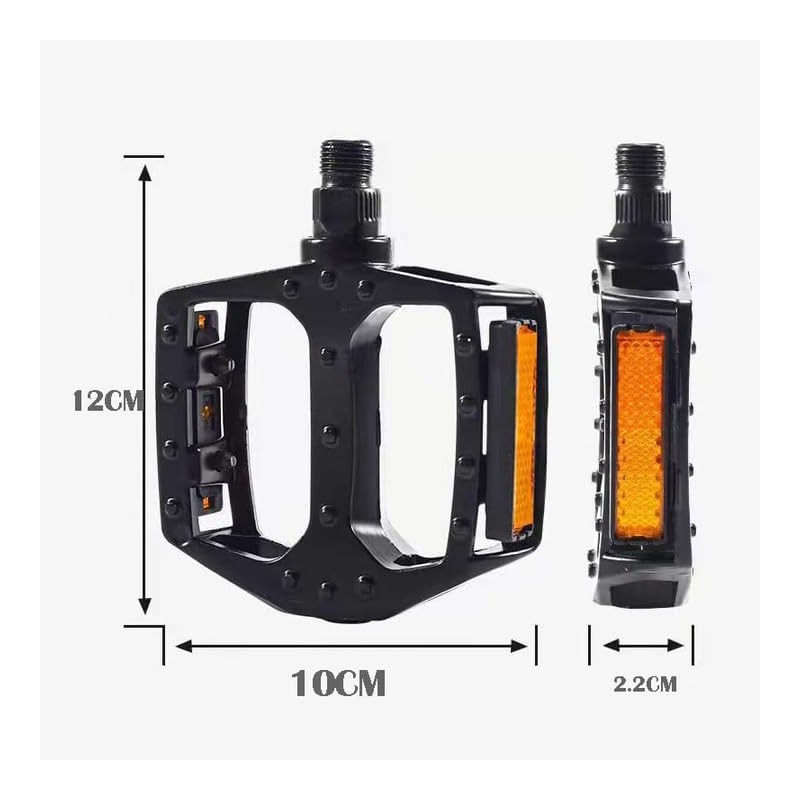 Bicycle Pedals with Reflectors, Lightweight Aluminium Platform, Black