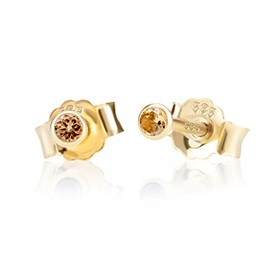 NKlaus Pair of 2.5 mm 585 Yellow Gold 14 K Zircon Butterfly Stud Earrings for Women and Girls, Yellow Gold, Zircon