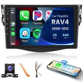 2+64G- for Toyota RAV4 2007-2011 Car Radio with Wireless Carplay/Android Auto,Android Car Stereo 9 Inch Touch Screen GPS Navigation WiFi Bluetooth FM/RDS Mirror Link SWC Backup Camera