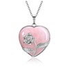 Jovivi Rose Quartz Crystal Heart Necklace Rose Flower Wrapped Love