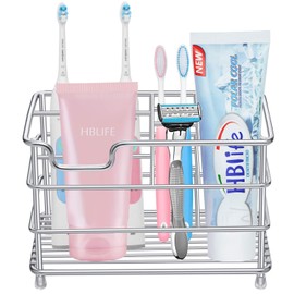 hblife Electric Toothbrush Holder, Large Stainless Steel Toothpaste Holder Bathroom Accessories Organizer, Sliver