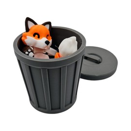 Articulating Fox Fidget Animal with Trash Can - 3D Printed Articulated Joints ADHD, Autism, Relief Anxiety (Fox)