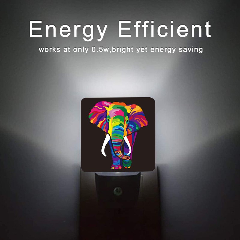 Oeaskly Elephant Night Light,Colorful Elephant Plug-in Night Lights with Dusk-to-Dawn