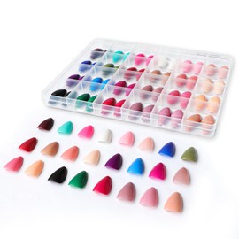 LADYING 24 Packs (576 Pieces) Glossy Almond Soft Gel Nails for Sticking Short, Oval Press On Nails Jelly Kit, Artificial Nails Fake Nails with Glue Nail File, Fingernails Artificial Nails Medium for