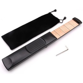 Zodazoqa 6 Fret Portable Left Hand Pocket Guitar Practice Tool Guitar Gadget Chord Trainer for New Beginner Guitarist Practice Training（Black