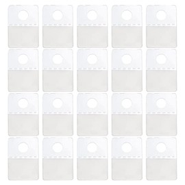 Jomevia Clear Self Adhesive Hang Tabs Hooks Plastic Display Hand Tabs Round Hole Pegboard Hang Tabs Folding Tab(200 Pieces), Small Round Hole