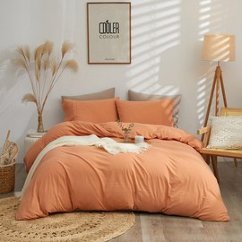 Comfortable & Soft 3 Piece Gentle Breathable Texture Cotton Duvet Cover Twin XL Size Solid Hued Tidy Design | All Seasons Fall Bedding Peach Pink Color Zipper Closure Warm Plush Cozy Luxury