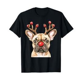 French Bulldog Reindeer Christmas Lights Dog Lover Xmas T-Shirt
