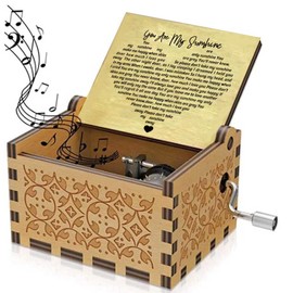 UTEMAN Vintage Wooden Music Box Gift for Mom from Daughter Son Women Gifts for Christmas You are My Sunshine 2.5 x 1.9 x 1.4 inches