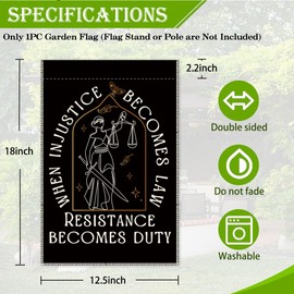 Hafhue When Injustice Becomes Law Resistance Becomes Duty Garden Flag, 12 x 18 Inch Double Sided Farmhouse Holiday Yard Garden Lawn Decoration Flag, Feminist Flag, Social Justice Garden Flag