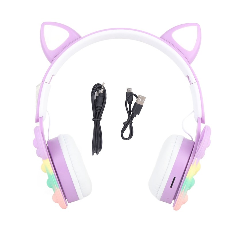Bluetooth Cat Ear Headphones Fashionable Light Up Wireless Headset for
