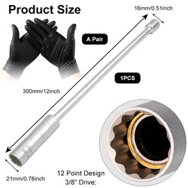 QEEROYO Spark Plug Wrench, Swivel Magnetic Socket Wrench, Universal Flexible Spark Plug Wrench, Rotating Car Spark Plugs, for Car and Motorcycle, Spark Plug Remover, Long Handle 16 mm