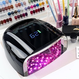 BOMOQING 96W Rechargeable UV LED Nail Lamp, Cordless UV Light for Nails with LCD Display Auto Sensor, 4 Timer Setting and Smart Sensor Nail Dryer,Nail Cure Light with Removable Bottom(Violet)