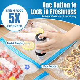 Billty Handheld Vacuum Sealer, 3rd Generation Vacuum Sealer for Food + 30 Sous Vide Bags