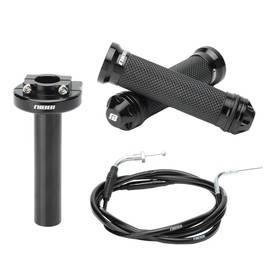 nibbi Throttle Assembly Set, 7/8'' Grips 22mm Twist Throttle with Cable, Fit for Scooter GY6 Moped ATV (Black)
