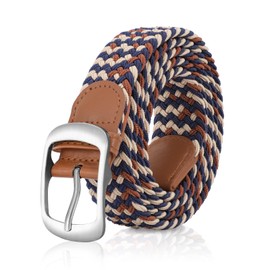 XZQTIVE Fabric Belt Stretch Belt Elastic Braided Belt Elastic Stretchy Belt for Men and Women, 3-beige, brown, dark blue