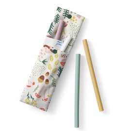 Esembly Reusable Silicone Straws - Easy-Open & Clean Design | BPA-Free, Hot & Cold Drink Compatible | 4-Pack Sustainable Straws - Fantastic Fungi