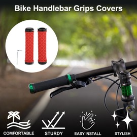 TUCKBOLD Bike Handlebar Grips Covers 128mm Long Lightweight | Bicycle End Grips Protector Red 1 Set