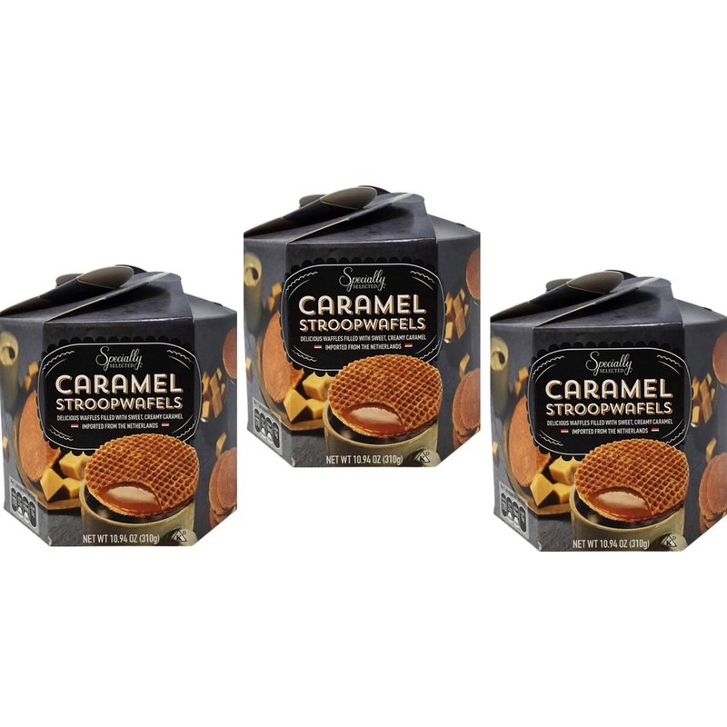 SPECIALLY SELECTED CARAMEL STROOPWAFELS Imported from the Netherlands