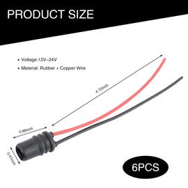 Flygun 6 PCS Car T10 Instrument Bulb Socket, W5W 194 Bulb Pre-Wired Connector Round Mouth 12961 Lamp Holder with 4.33" Wire Harness, T10 Extension Harness Plug, Universal for Car Accessories (Black)