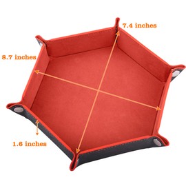 SIQUK Pack of 2 Dice Boards Double-Sided Dice Board, Velvet Foldable Dice Tray Hexagon Dice Plate Leather Dice Boards for RPG DND Dragons Dice Gaming (Royal Blue, Orange)