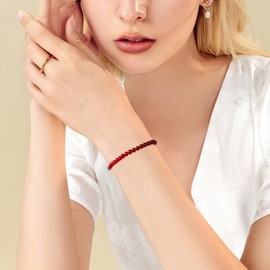 LOCCY Crystal Bracelet for Womens, 4mm Natural Stone Bracelet Gemstone Stone Bracelet Yoga Beads Bracelet Stretch Bracelet for Women Men for Birthday Christmas Valentine's Gifts (Carnelian)