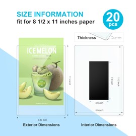 Magnetic Sign Holder, 8 1/2”×11” 20 Pack, Rigid Magnetic Document Holders Can be Used as Magnetic Picture Frame for Locker/Refrigerator, Ideal for Office,School,Home Children Artwor and Business etc