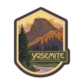 Lantern Press Sticker Yosemite National Park, California, Half Dome, Die Cut Vinyl, (Waterproof Decal for Cars, Water Bottles, Laptops, Coolers), Small