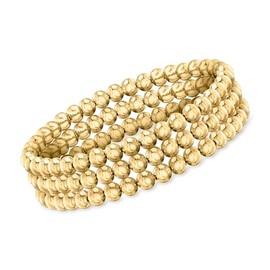 Ross-Simons Italian 5mm 18kt Gold Over Sterling Jewelry Set: 3 Bead Stretch Bracelets. 8 inches