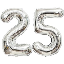 25 Number Balloons Silver 25 or 52 Balloons Number 40 Inch Number 25 or 52 Foil Mylar Balloons for 25 or 52 Birthday Party 25 or 52 Anniversary Events Decorations