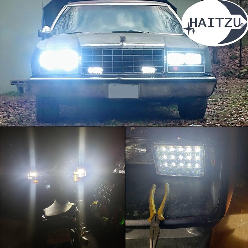 Haitzu 4x6 Headlights Led 4PCS w/H4 Socket Headlamp Compatible with
