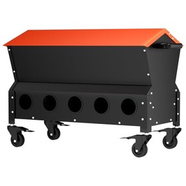 120 LB Automatic Chicken Feeder, Metal Poultry Feeder with Wheels