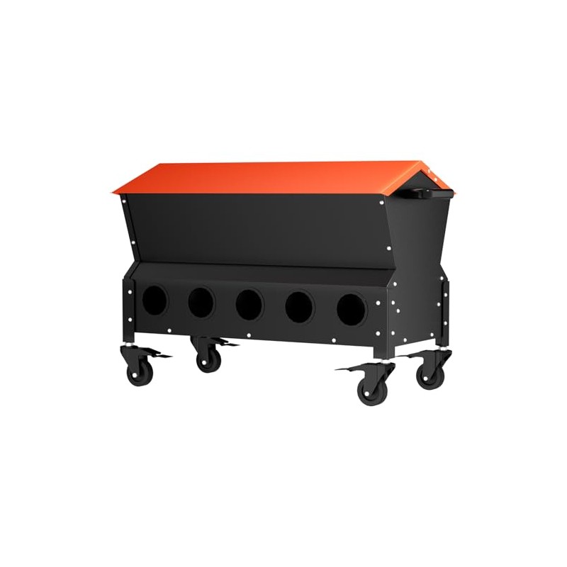 120 LB Automatic Chicken Feeder, Metal Poultry Feeder with Wheels