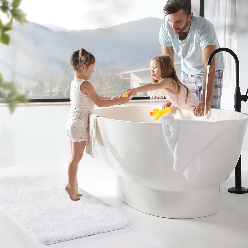 TECHMILLY Super Soft Shaggy Bathroom Rugs, Absorbent Thick Non Slip