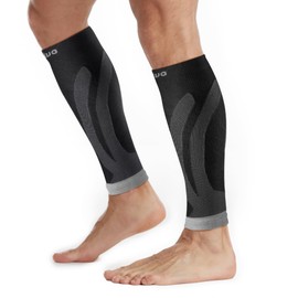 Cambivo 2 Pairs of Calf Bandages, Calf Compression Socks for Men and Women, Calf Sleeves, Leg Warmers, Compression Socks without Foot for Sports, Football, grey, L-XL