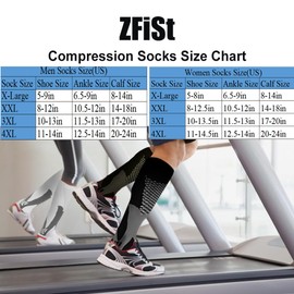 ZFiSt Plus Size Compression Socks Wide Calf for Women Men,3 Pair Sport Compression Stocking Nurse Socks for Edema Travel(Black+Grey+white,3XL)